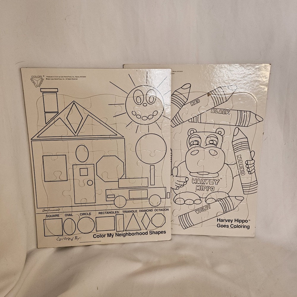 Color N' Wipe Wipe Off‎ Puzzle Set 1991 Color World Press Vintage RARE